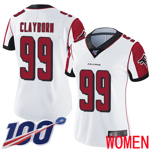 Atlanta Falcons Limited White Women Adrian Clayborn Road Jersey NFL Football #99 100th Season Vapor Untouchable->atlanta falcons->NFL Jersey